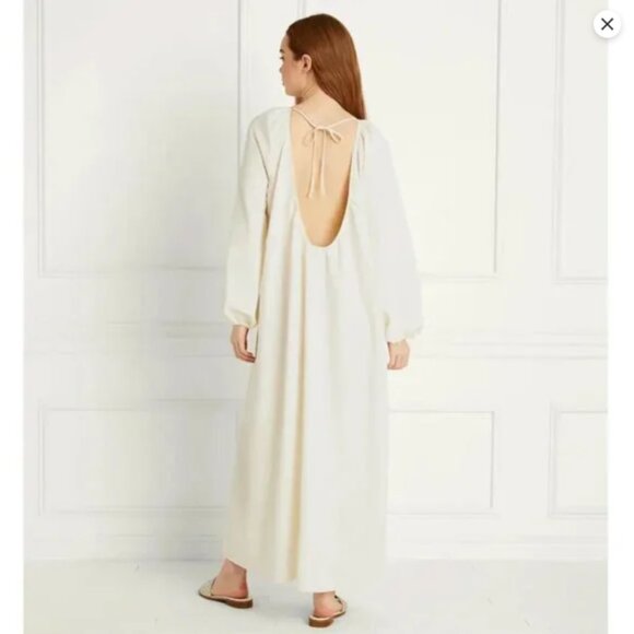 HILL HOUSE Simone Maxi Long Sleeve Dress in Ivory - Picture 2 of 11